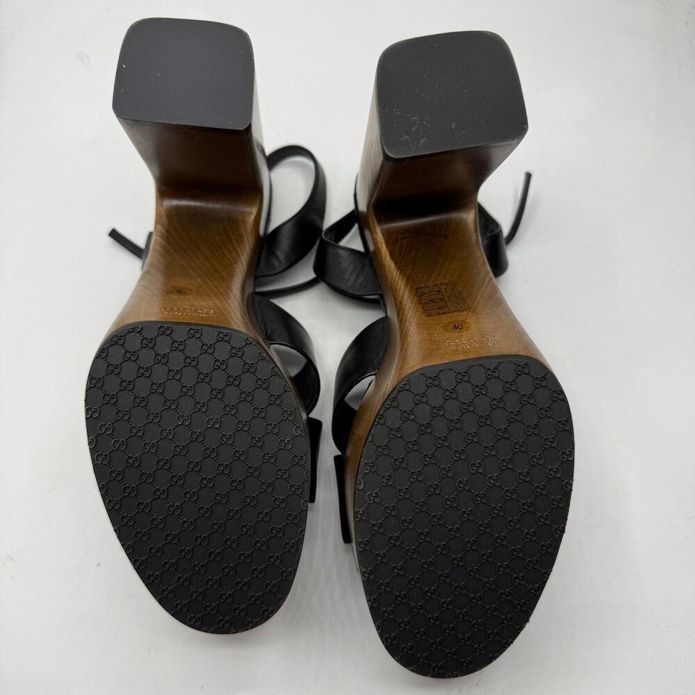 NEW Gucci Women's Black Double G Leather Platform Sandals Size EU 40 / US 10 - Picture 10 of 12